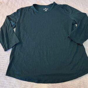 Segments Women’s Large Merino Wool Top 3/4 length sleeves Teal Green Base layer